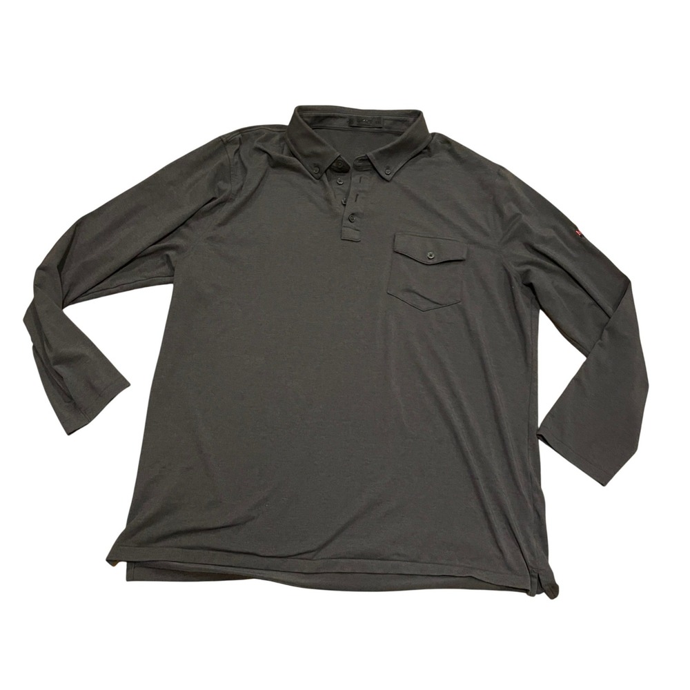 G/FORE Men's XXL Long‎ Sleeve Polo Shirt Charcoal Grey Stretch Embroidered Logo